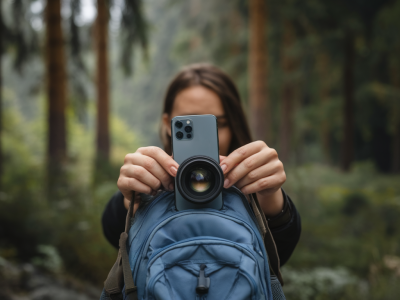 Wie packe ich eine fotografentasche nur mit smartphone und einem objektiv für detailaufnahmen in der natur?